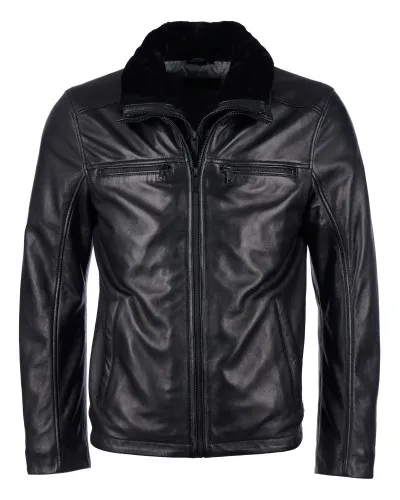Куртка кожаная straight jacket with det. RF inlay Чёрный